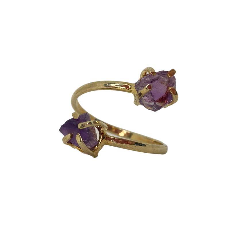 amethyst cross over gold ring