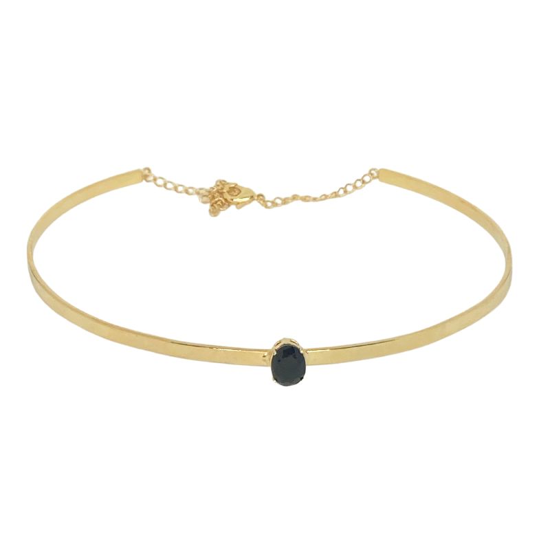 gold choker with obsidian