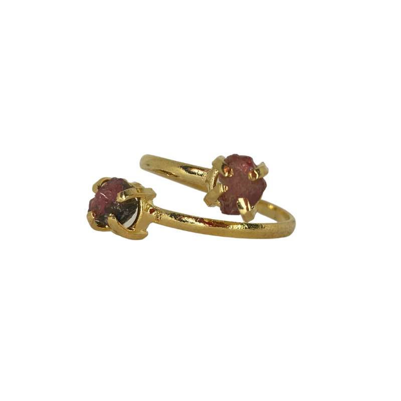 pink tourmaline gold crossover ring