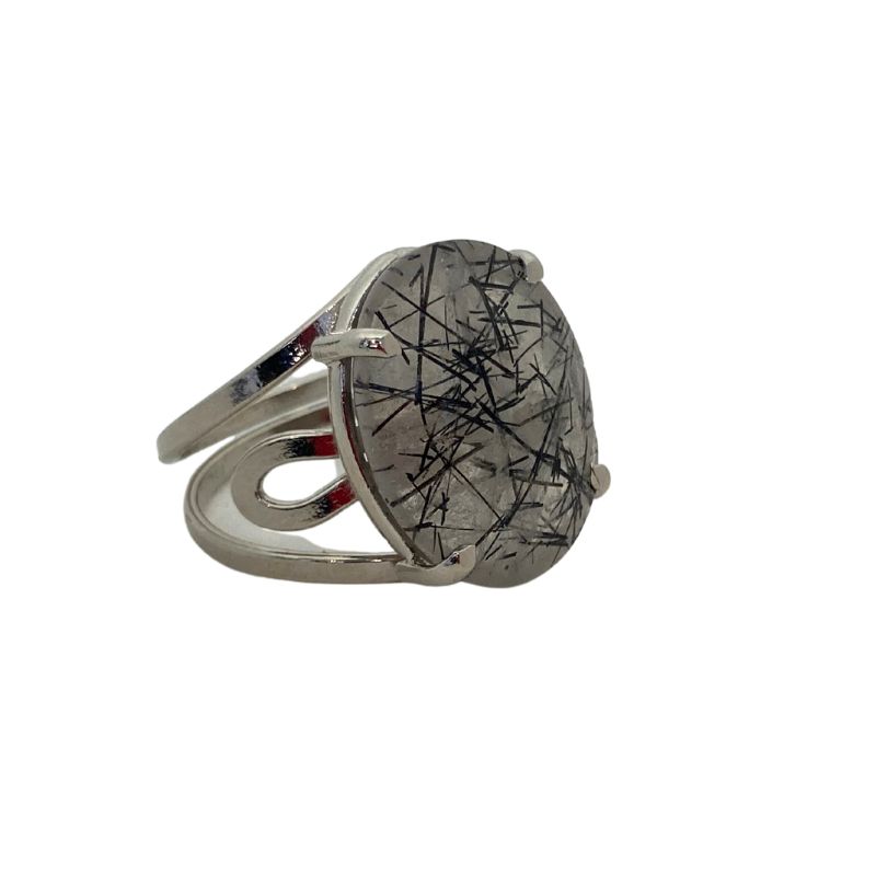 black tourmaline rutile ring