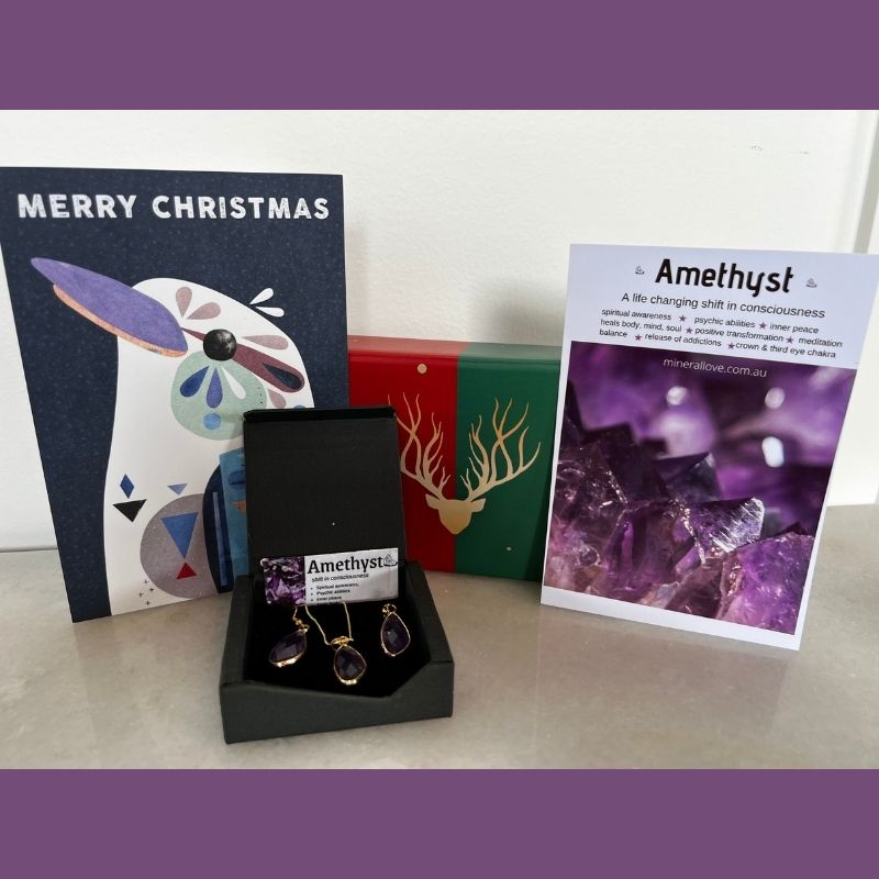 amethyst faceted necklace and earrings gift set