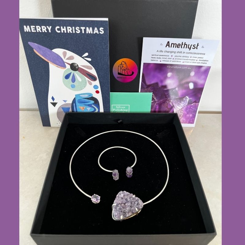 amethyst necklace and bracelet gift set