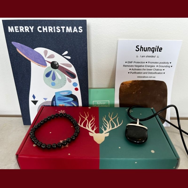shungite necklace and bracelet gift set 1