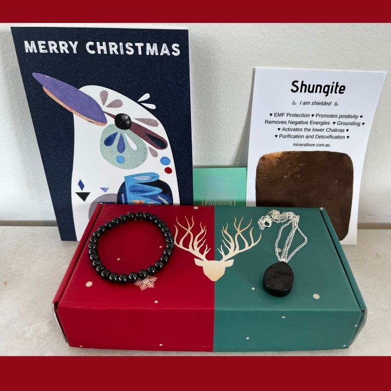 shungite necklace and bracelet gift set 3