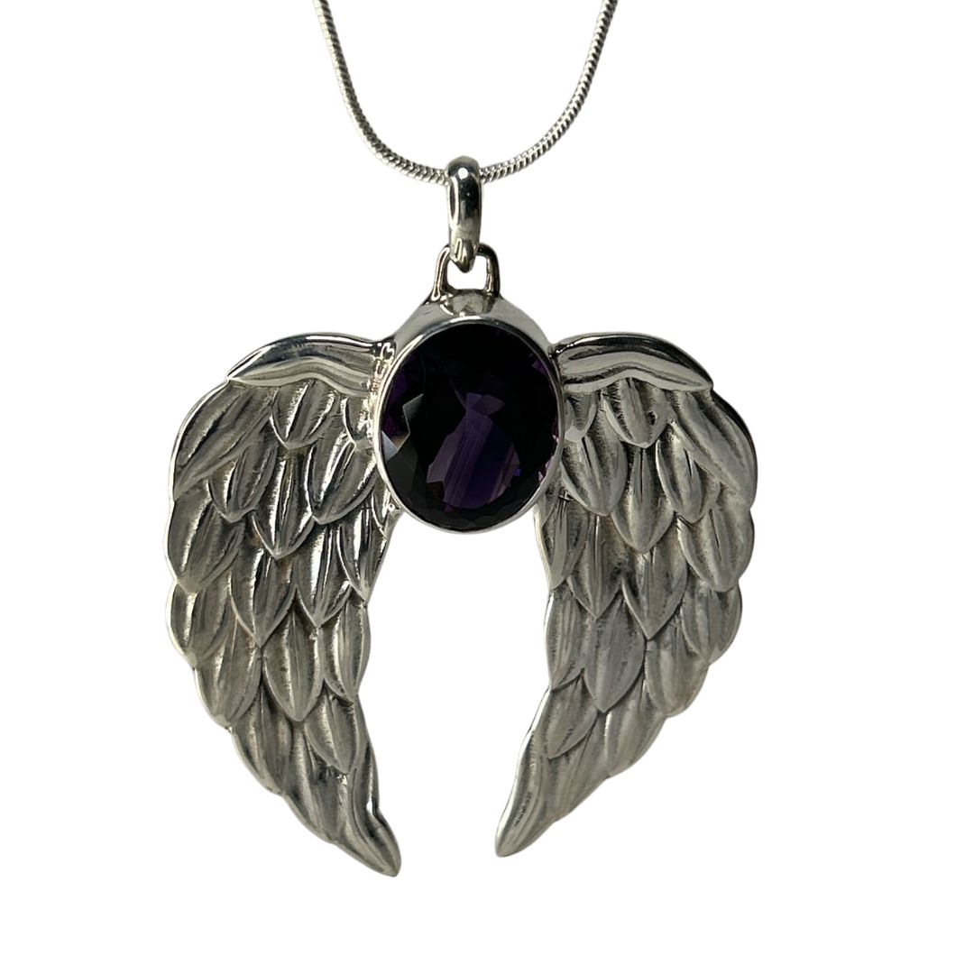 Amethyst angel wing pendant