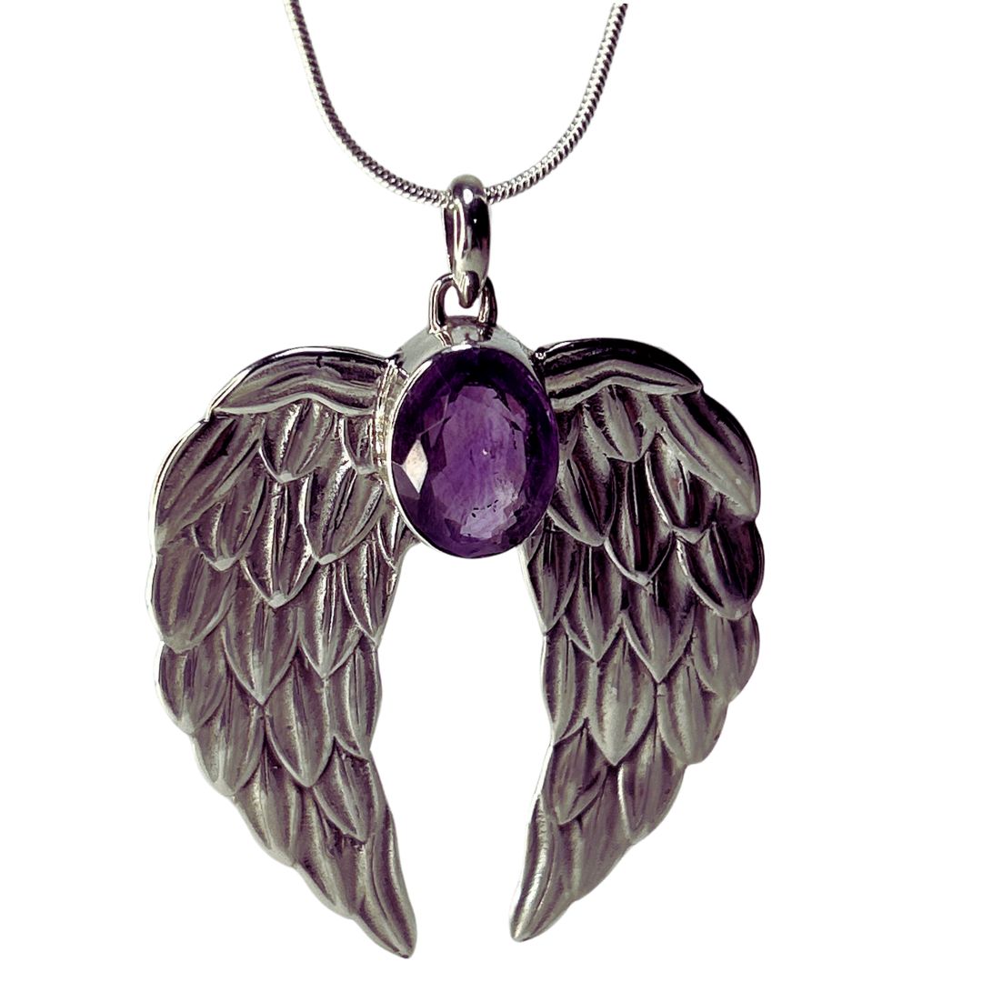 Amethyst angel wing pendant