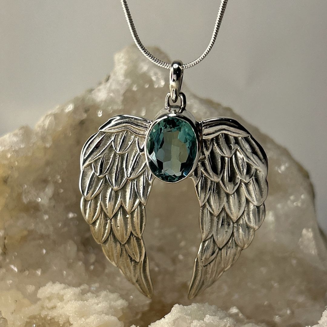 green amethyst angel wings